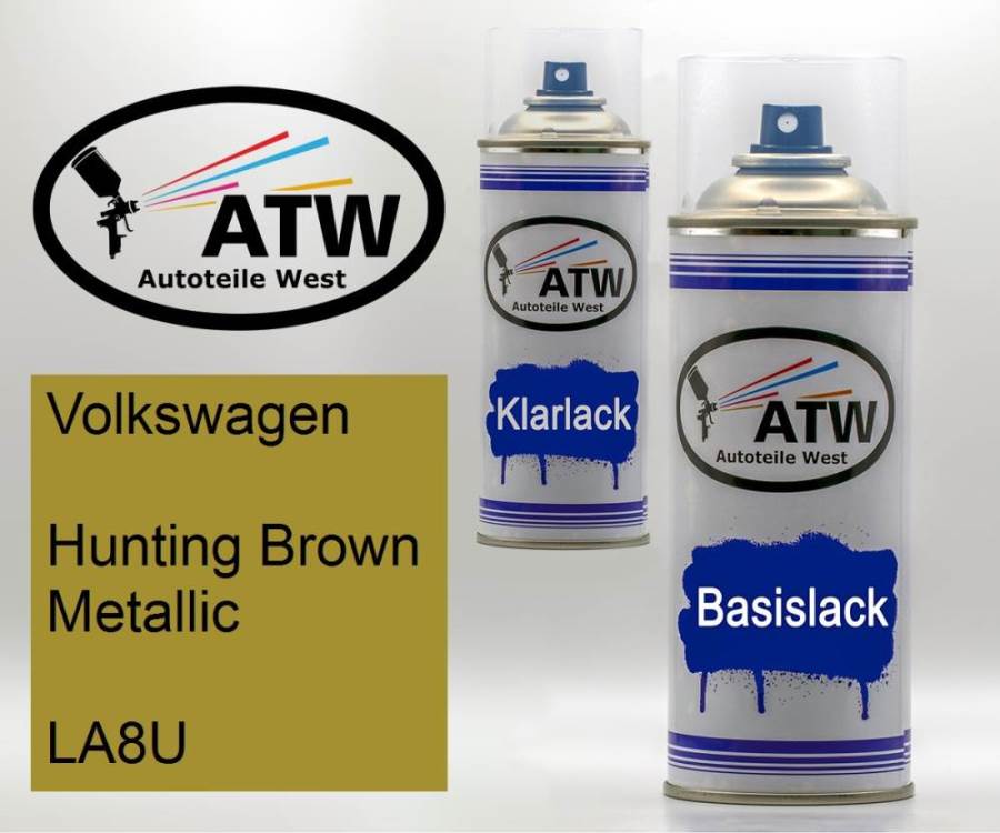 Volkswagen, Hunting Brown Metallic, LA8U: 400ml Sprühdose + 400ml Klarlack - Set, von ATW Autoteile West.